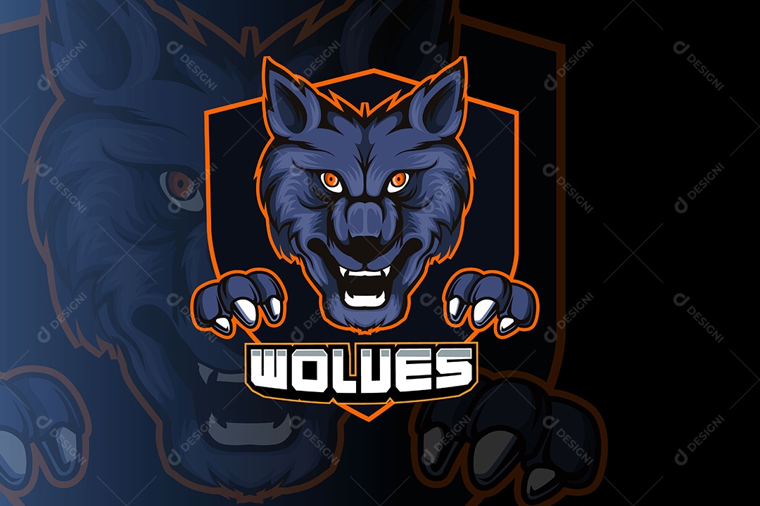 Lobos Mascote Ilustração Vetor EPS