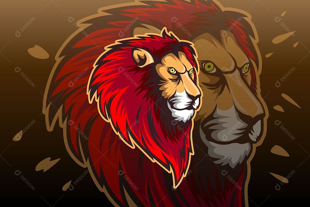 Leão Mascote Ilustração Vetor EPS
