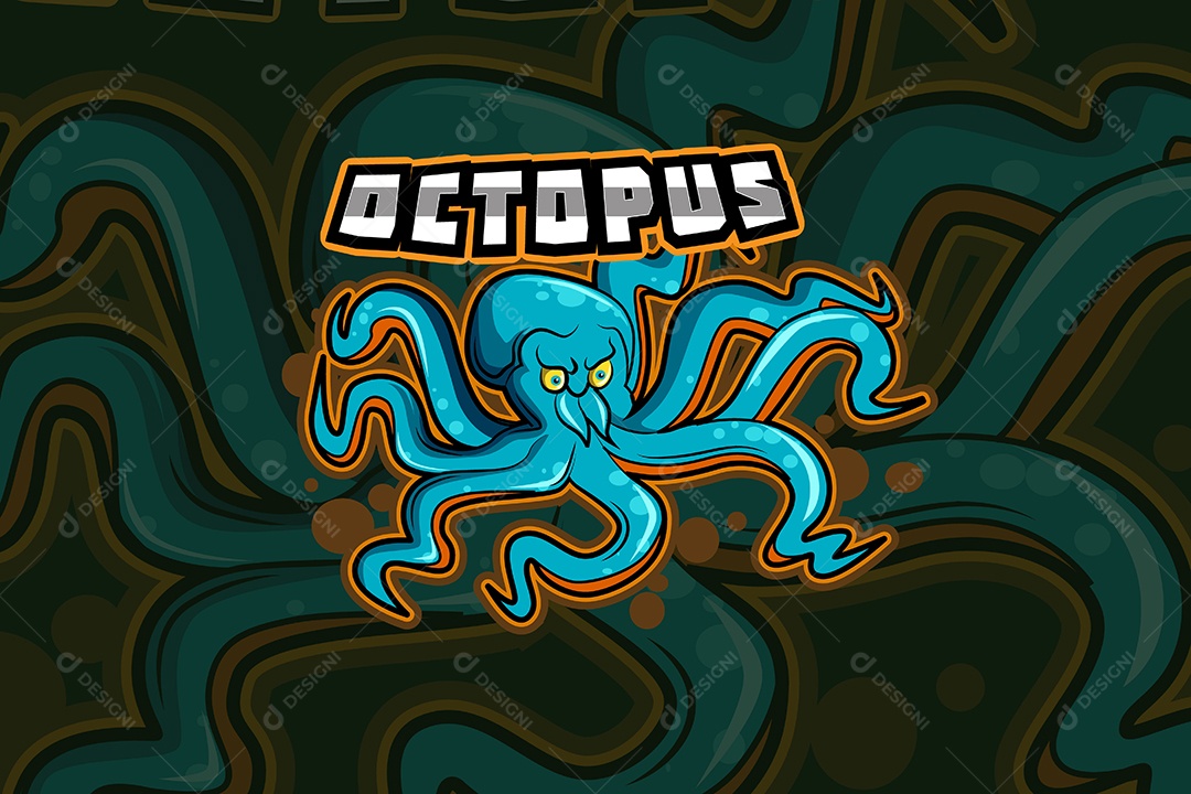 Polvo Mascote Ilustração Vetor EPS