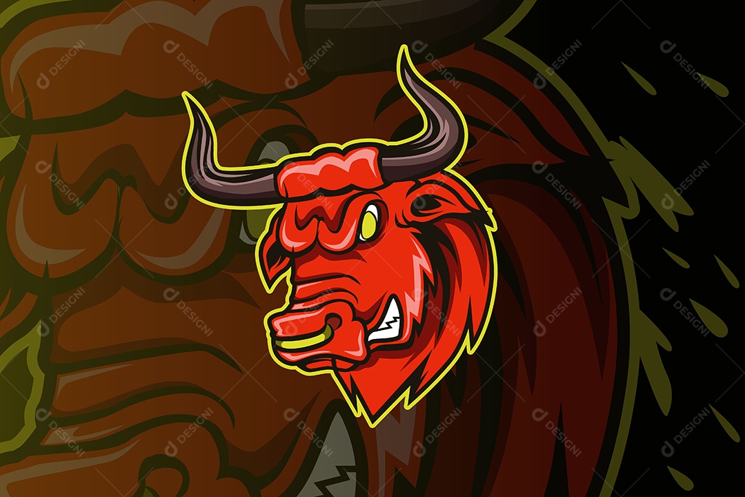 Touro Mascote Ilustração Vetor EPS