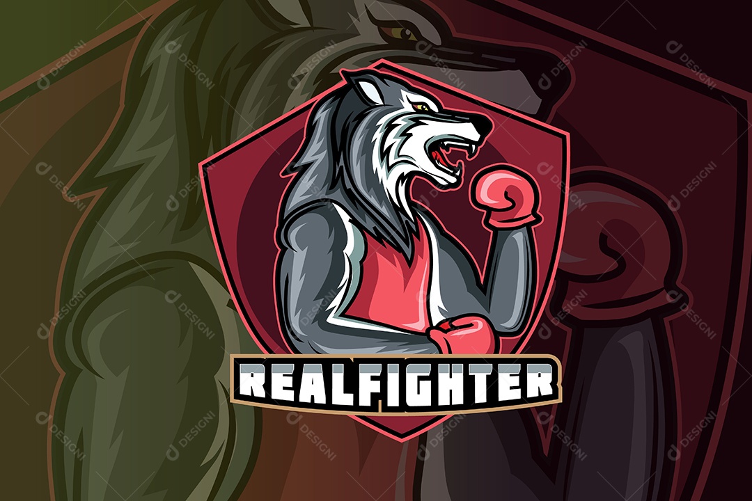 Lobo Mascote Ilustração Vetor EPS