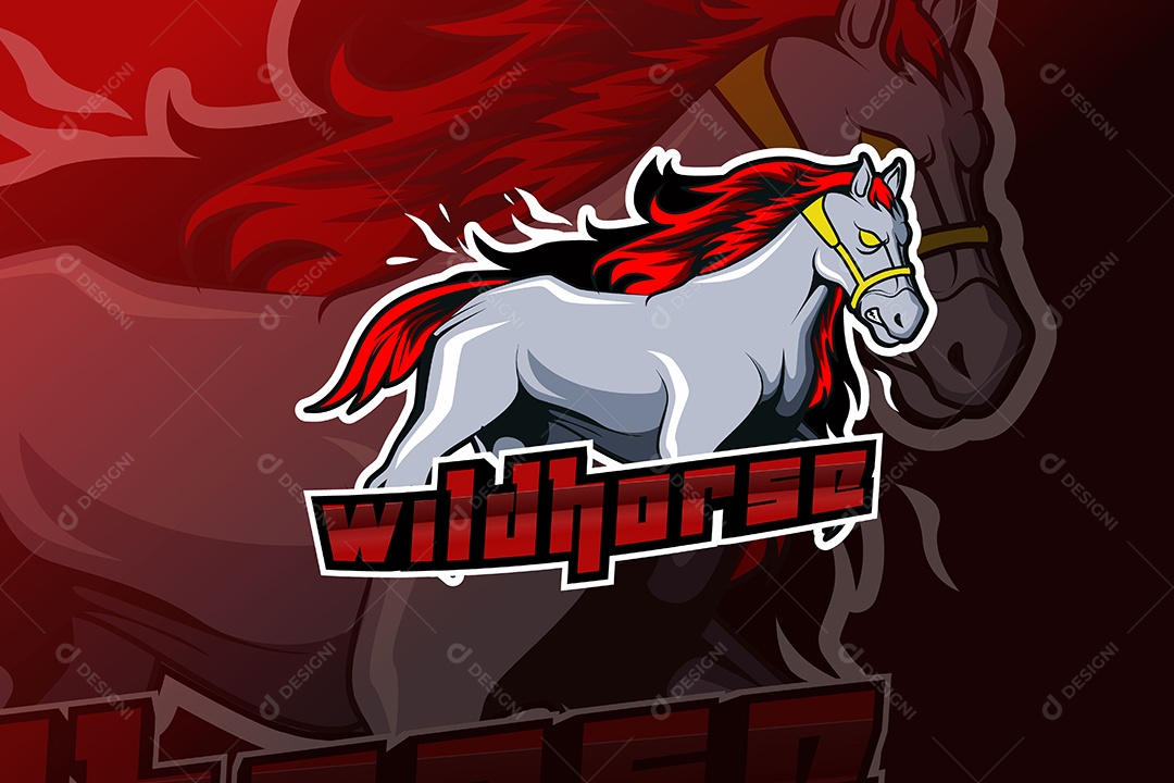 Cavalo Mascote Ilustração Vetor EPS