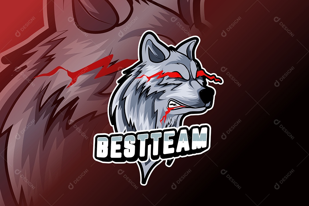 Lobo Mascote Ilustração Vetor EPS