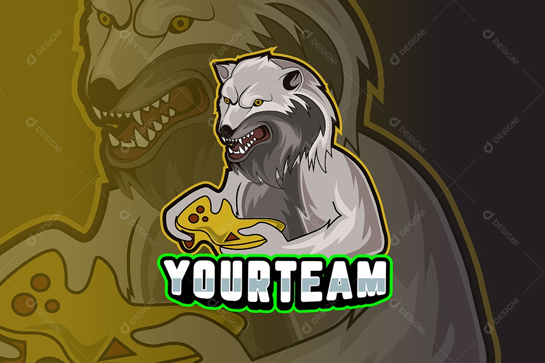 Lobo Mascote Ilustração Vetor EPS