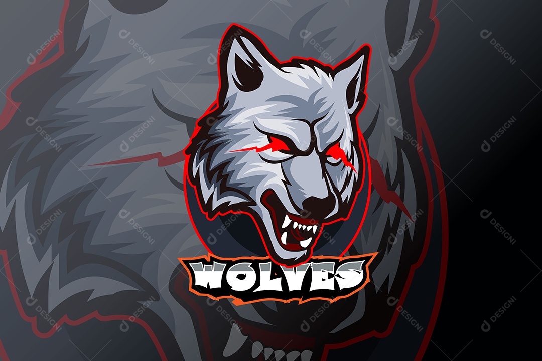 Lobo Mascote Ilustração Vetor EPS