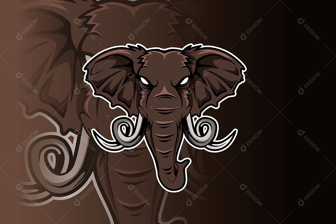 Elefante Mascote Ilustração Vetor EPS