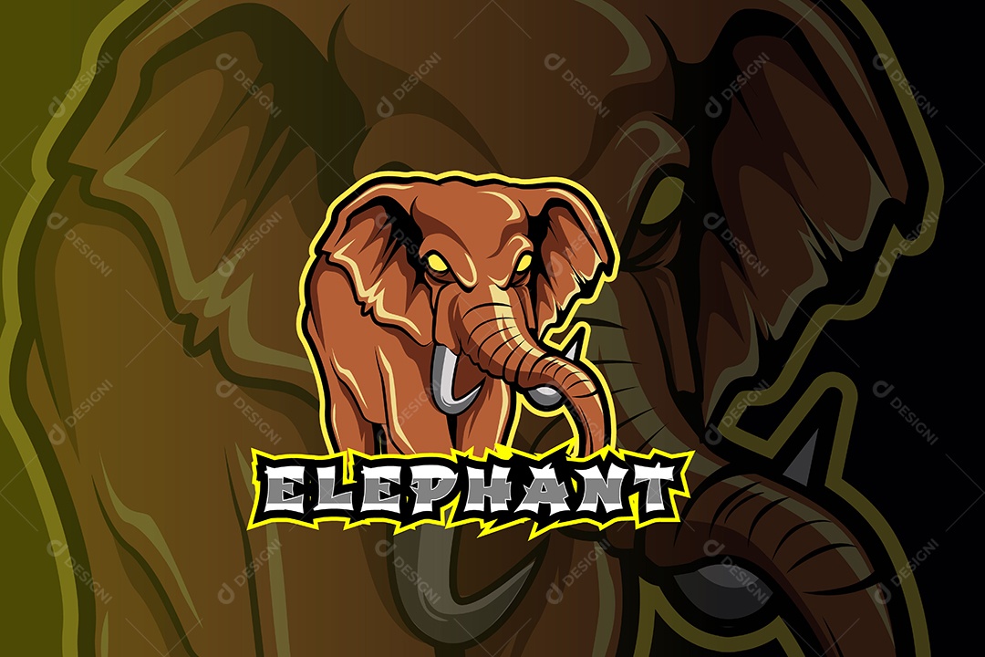 Elefante Mascote Ilustração Vetor EPS