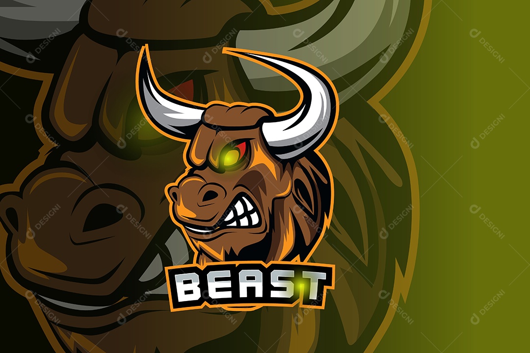 Touro Mascote Ilustração Vetor EPS