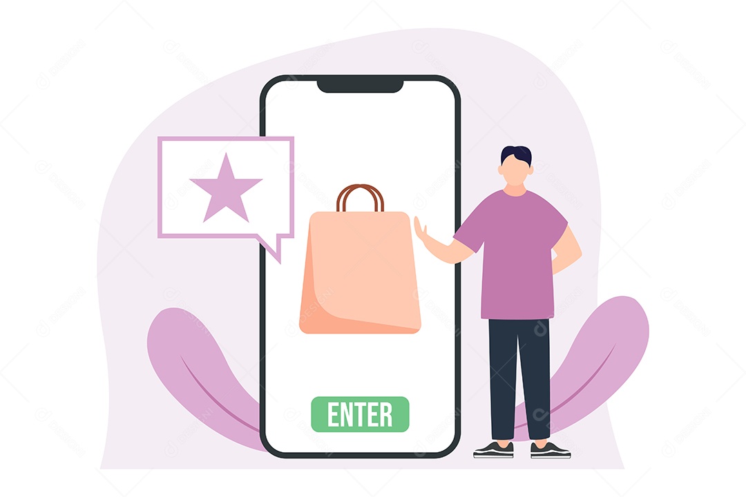 Conceito de Comércio Eletrônico Ilustração Vetor EPS