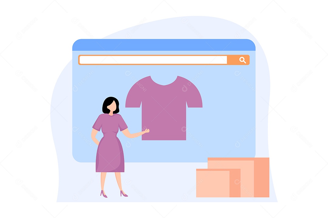 Conceito de Comércio Eletrônico Ilustração Vetor EPS