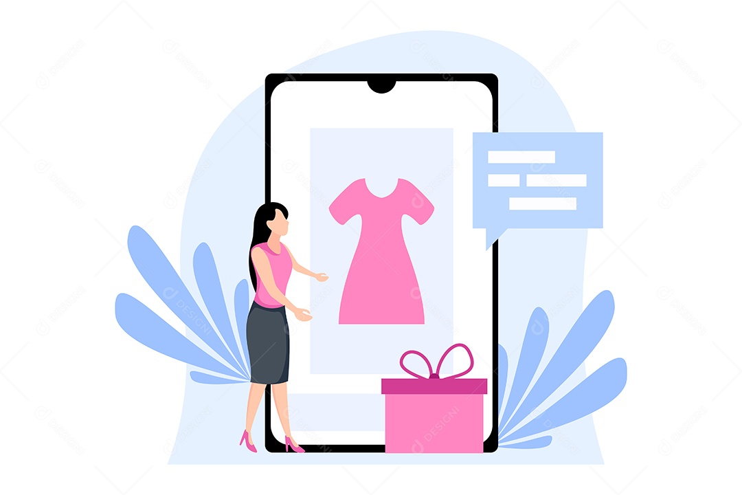 Conceito de Comércio Eletrônico Ilustração Vetor EPS