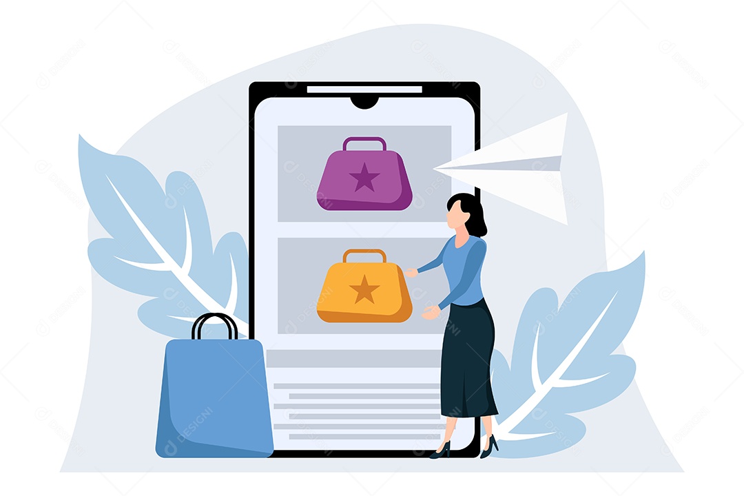 Conceito de Comércio Eletrônico Ilustração Vetor EPS