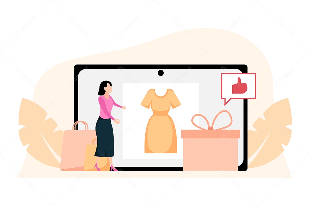 Conceito de Comércio Eletrônico Ilustração Vetor EPS