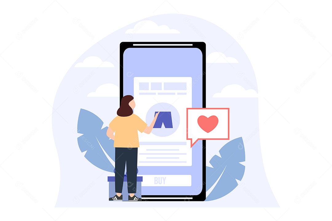 Conceito de Comércio Eletrônico Ilustração Vetor EPS