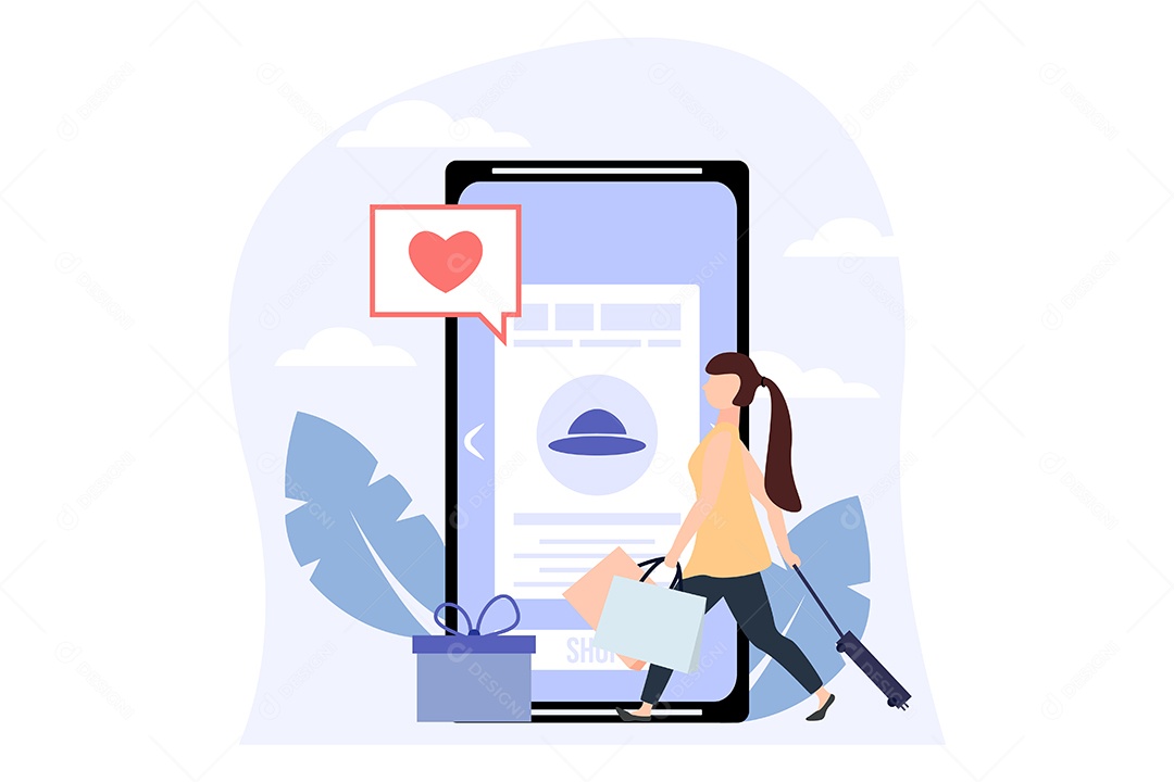 Conceito de Comércio Eletrônico Ilustração Vetor EPS