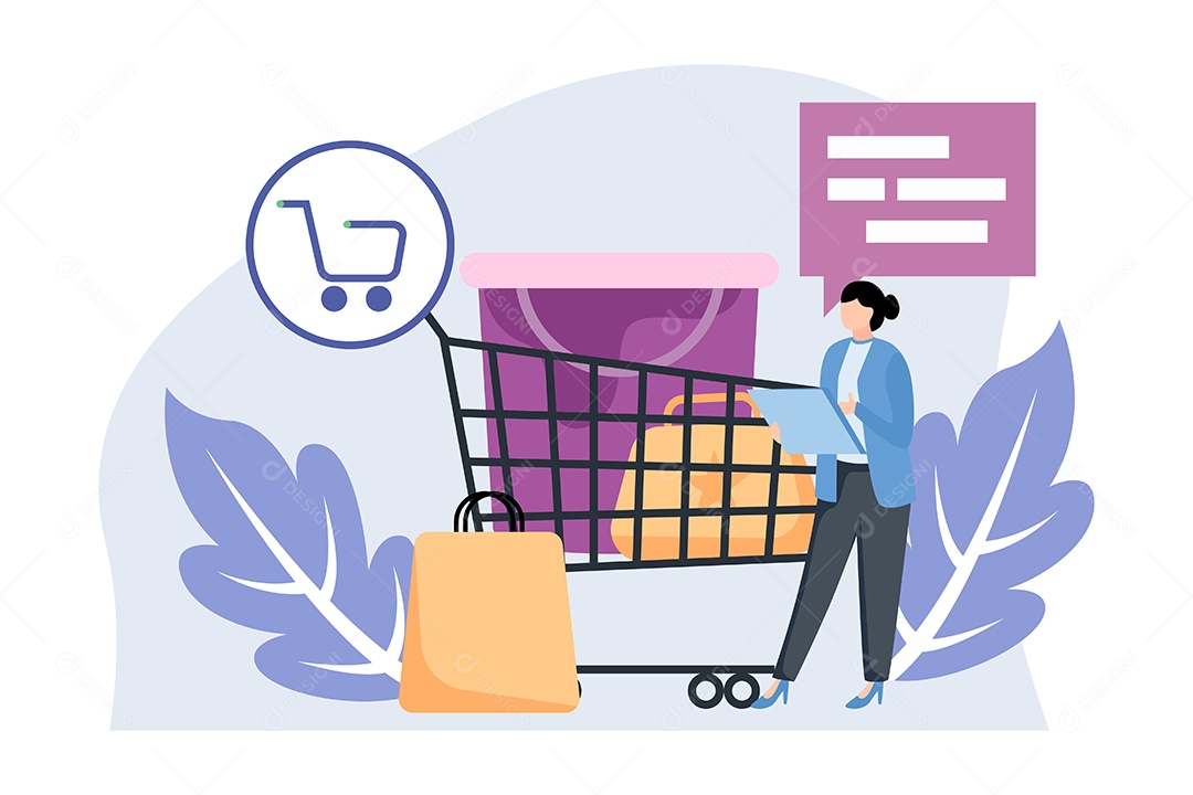 Conceito de Comércio Eletrônico Ilustração Vetor EPS