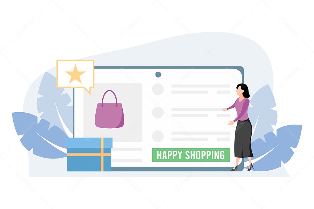 Conceito de Comércio Eletrônico Ilustração Vetor EPS