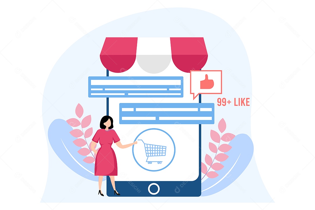 Conceito de Comércio Eletrônico Ilustração Vetor EPS