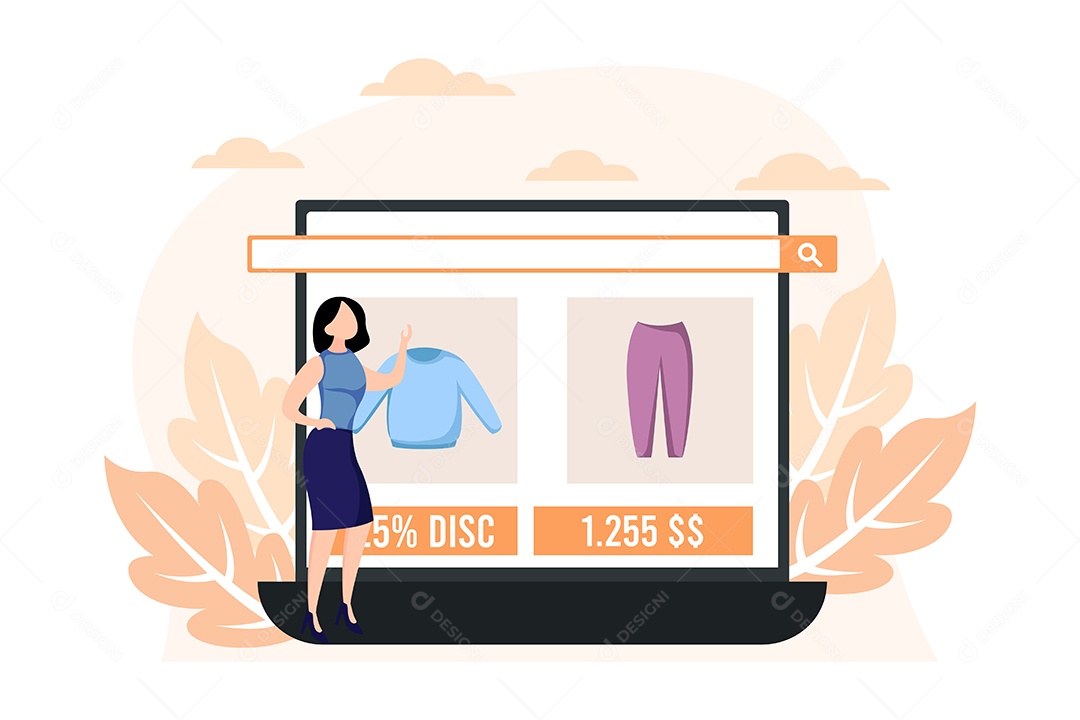 Conceito de Comércio Eletrônico Ilustração Vetor EPS