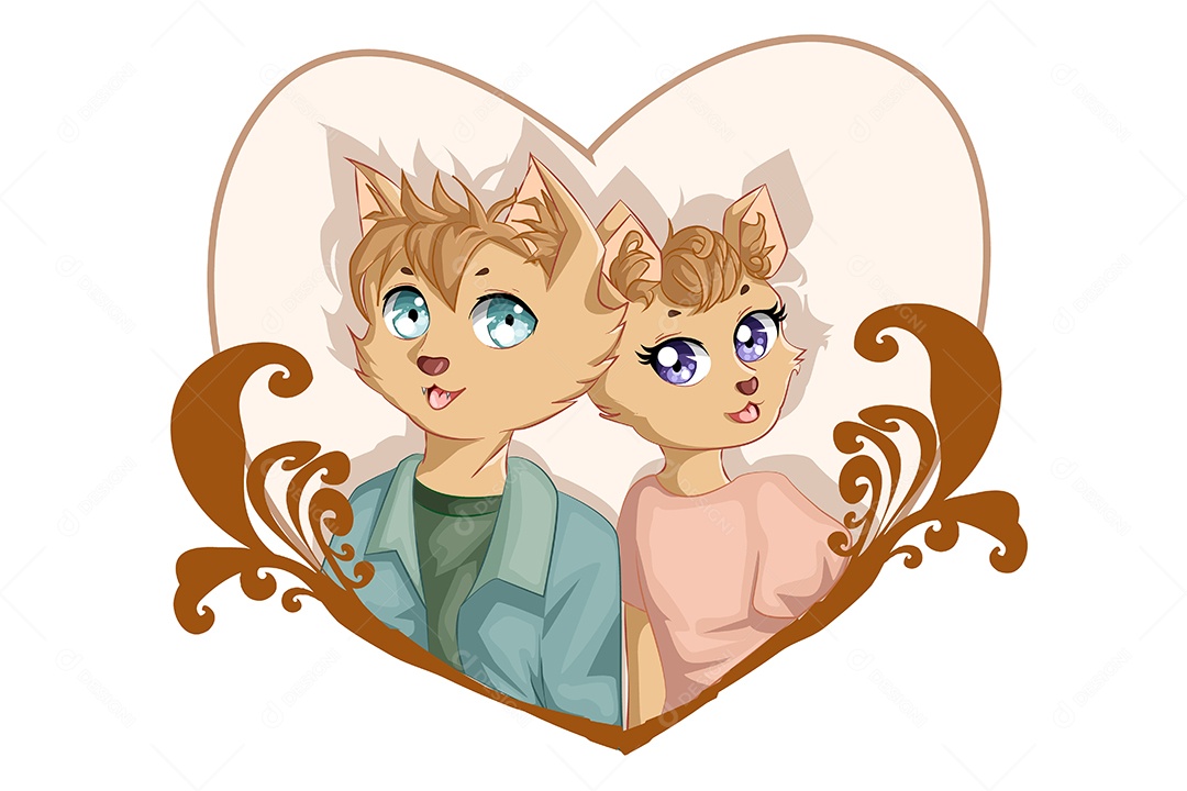 Gato Casal Animal Ilustração Vetor EPS + AI