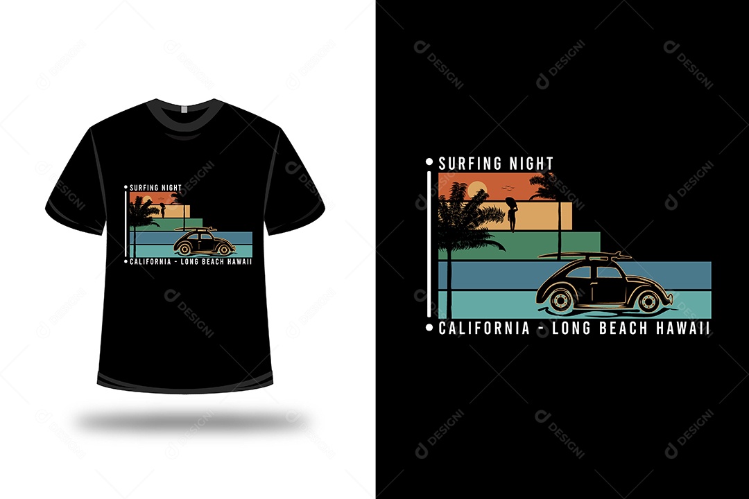 Camiseta Noite de Surf Vetor EPS