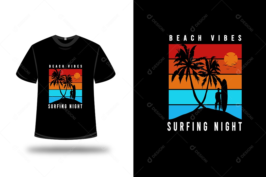 Camiseta Noite de Surf Vetor EPS