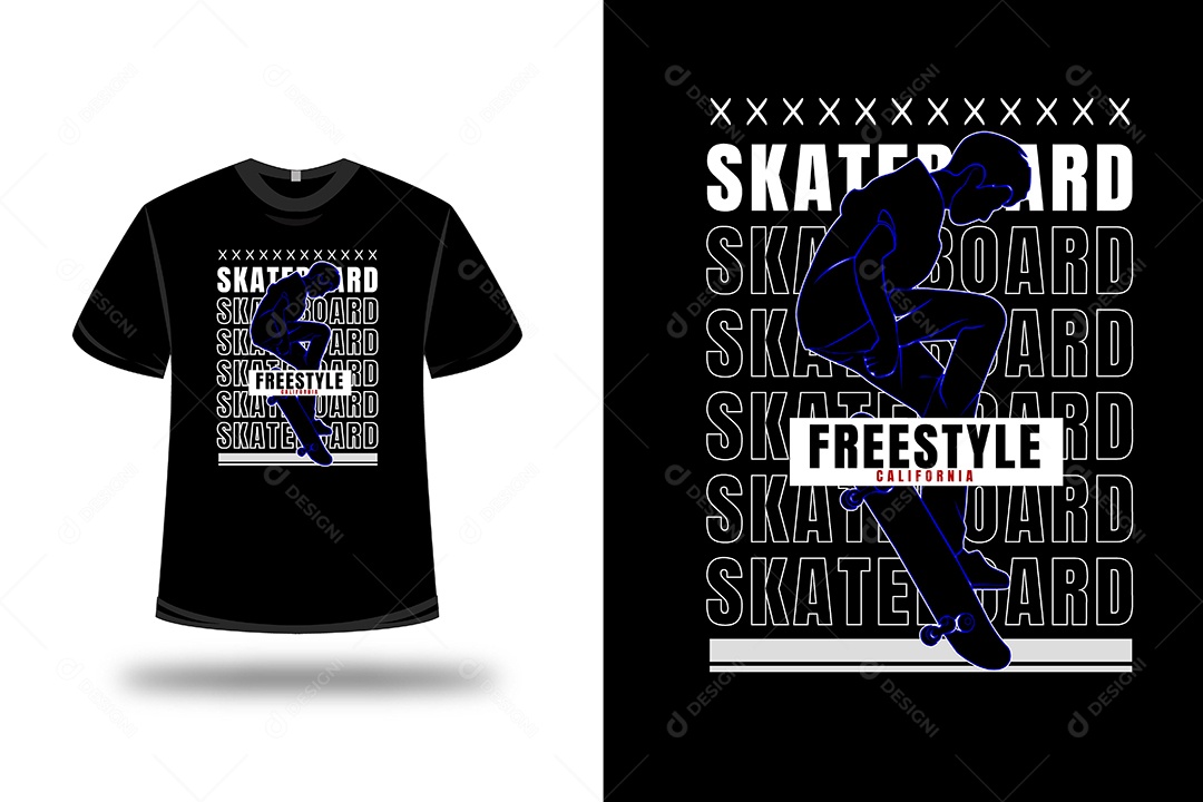 Camiseta Skate  Estilo Livre Vetor EPS