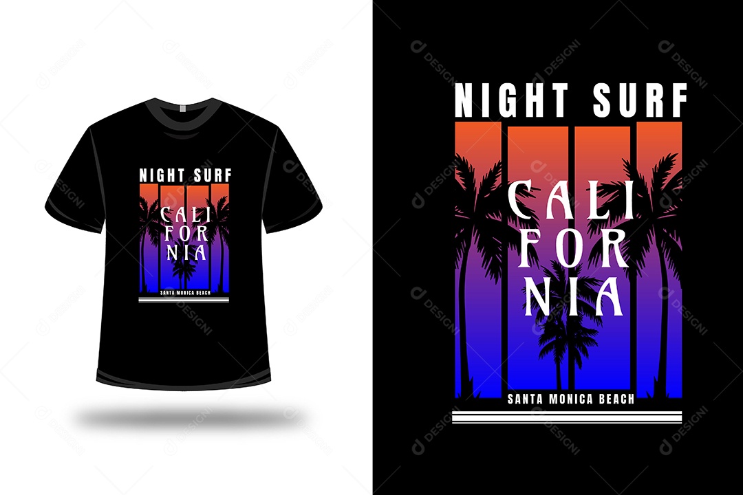 Camiseta Surfe Noturno Vetor EPS
