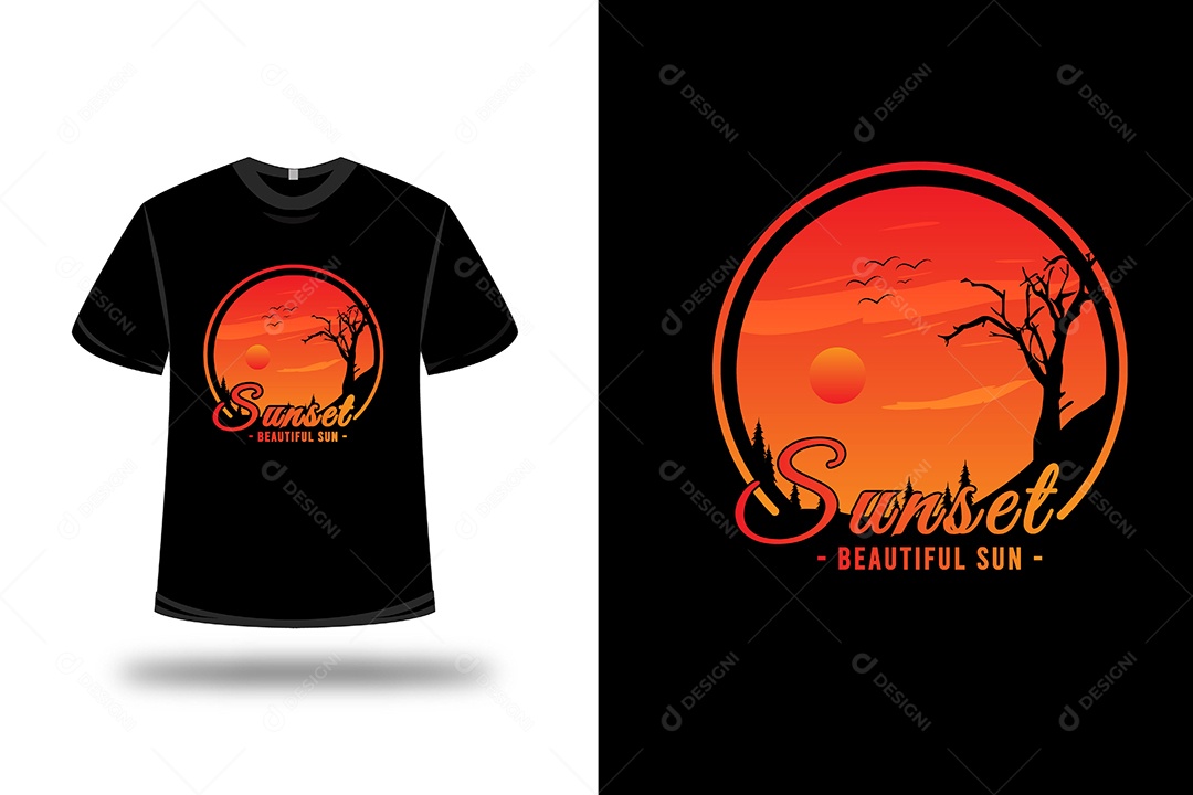 Camiseta Pôr do Sol Vetor EPS