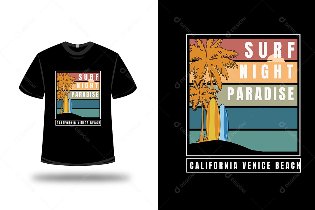Camiseta Paraíso da Noite de Surf Vetor EPS