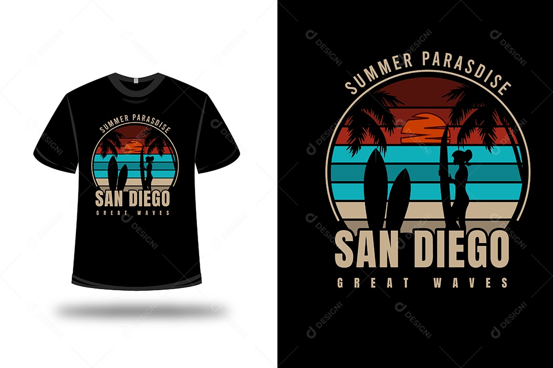 Camiseta Paraíso de Verão Vetor EPS