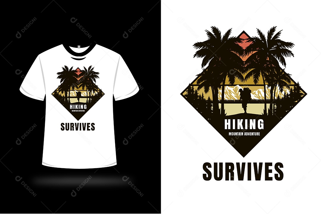 Camiseta Aventura de Caminhada na Montanha Sobrevive Vetor EPS