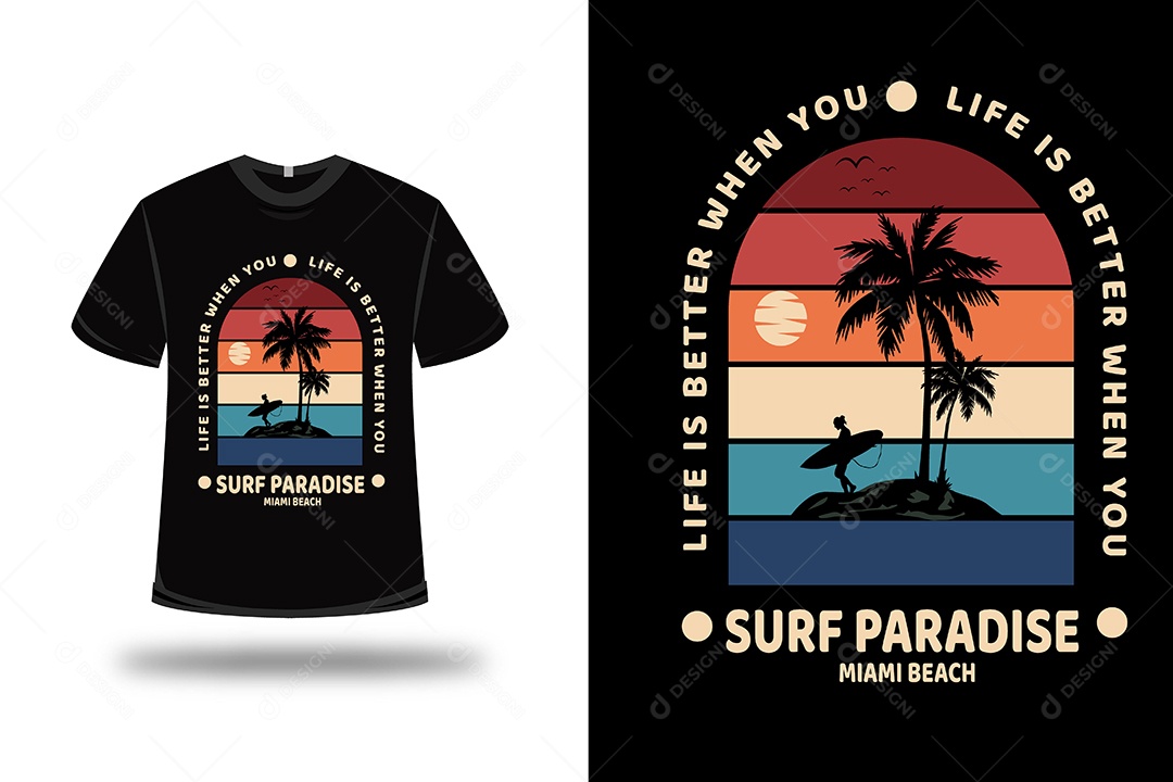 Camiseta Paraíso do Surfe  Vetor EPS