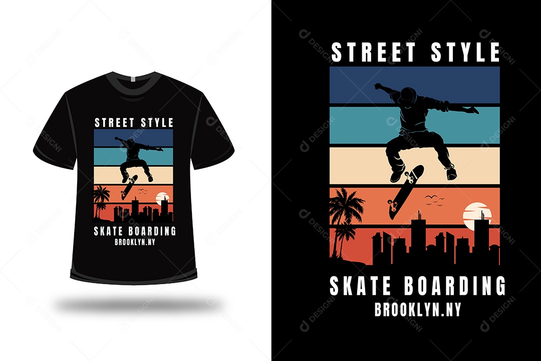 Camiseta Skate Estilo Rua Vetor EPS