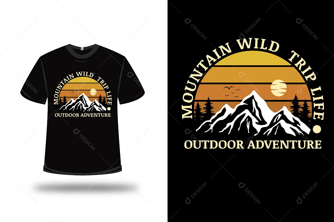 Camiseta Viagem Selvagem na Montanha  Vetor EPS