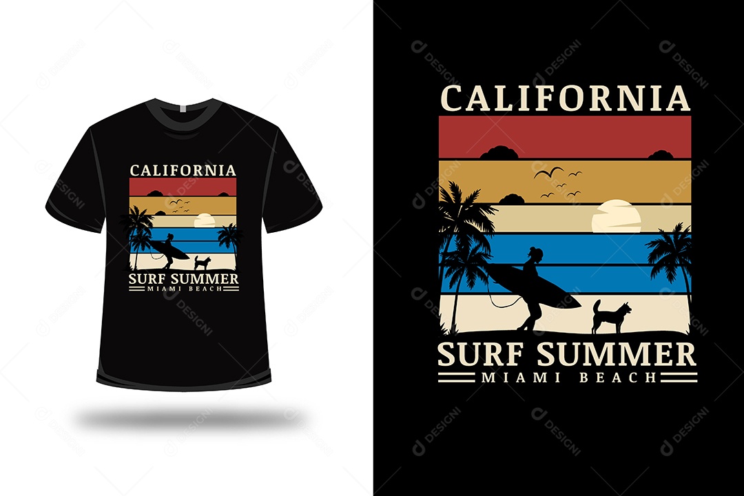 Camiseta  Verão de Surf  Vetor EPS