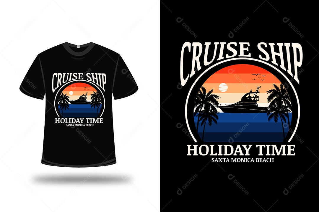 Camiseta Tempo de Férias em Cruzeiro  Vetor EPS