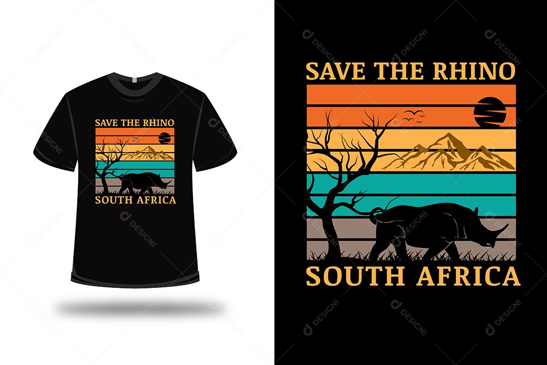 Camiseta Salve o Rinoceronte  Vetor EPS