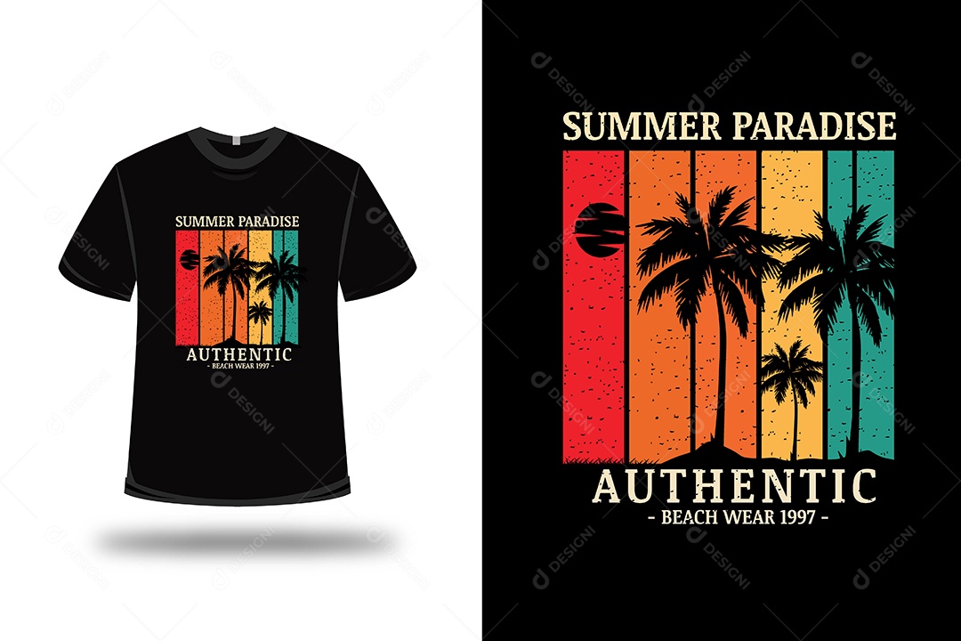 Camiseta  Paraíso de Verão Vetor EPS