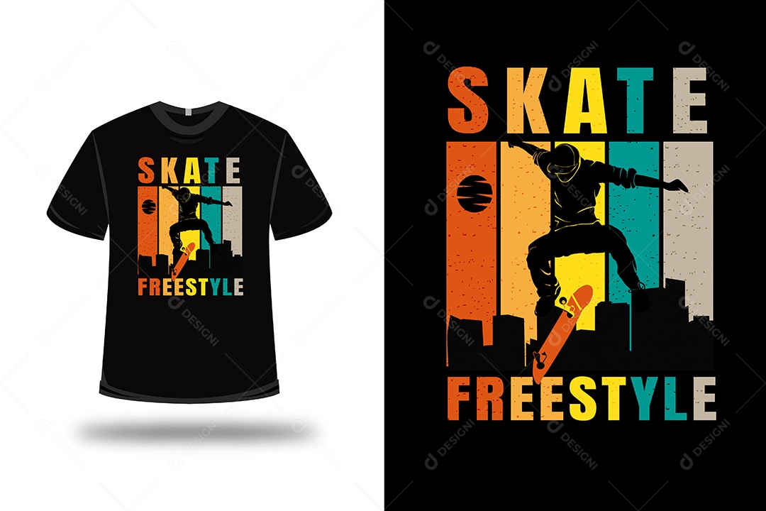 Camiseta  Skate Estilo Livre Vetor EPS