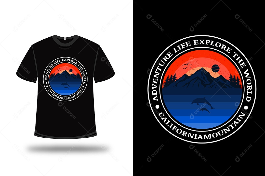 Camiseta Vida de Aventura Explore o Mundo  Vetor EPS