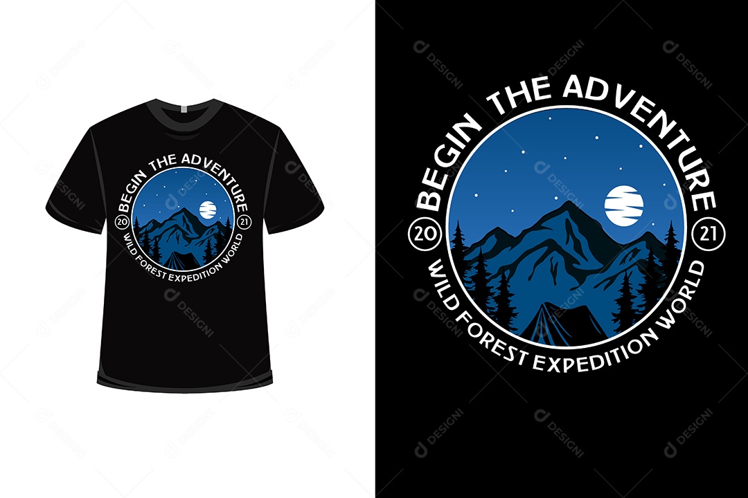 Camiseta Comece a Aventura  Vetor EPS