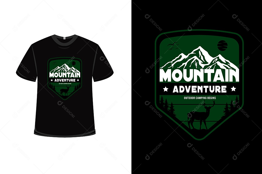 Camiseta Aventura na Montanha  Vetor EPS
