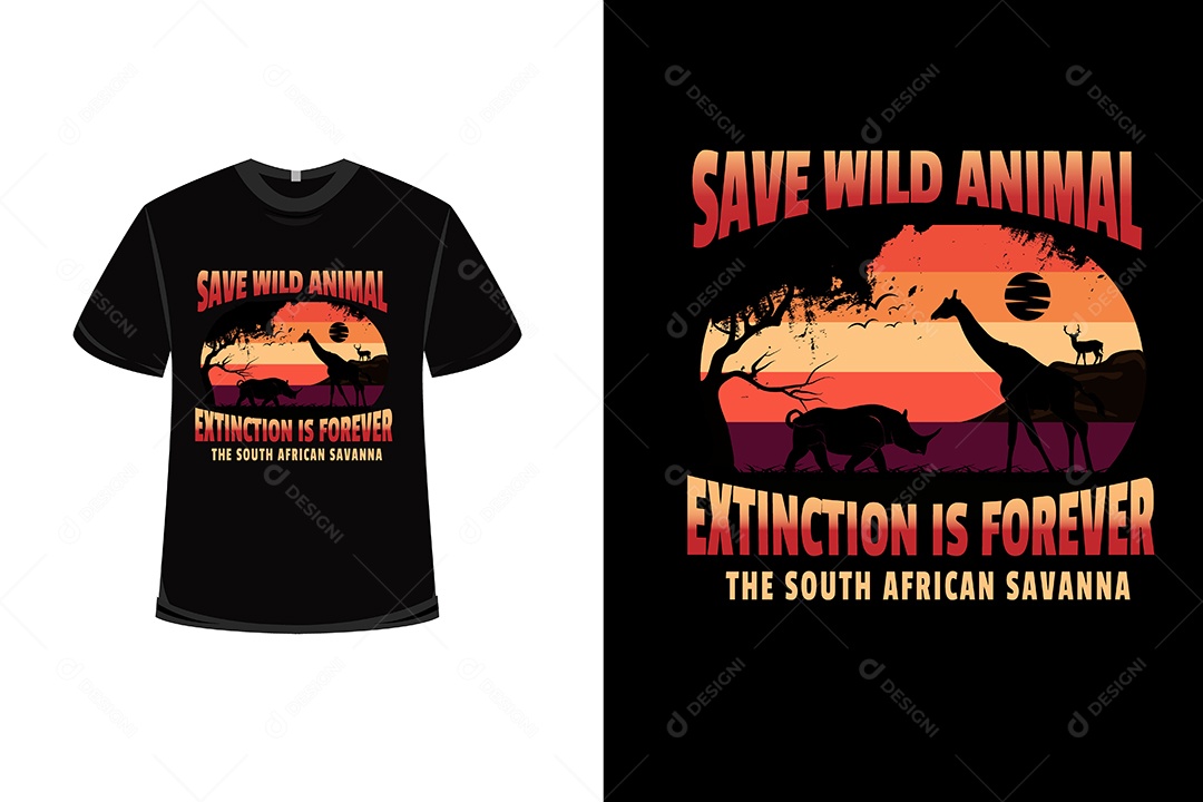 Camiseta  Salvar Animal Selvagem   Vetor EPS