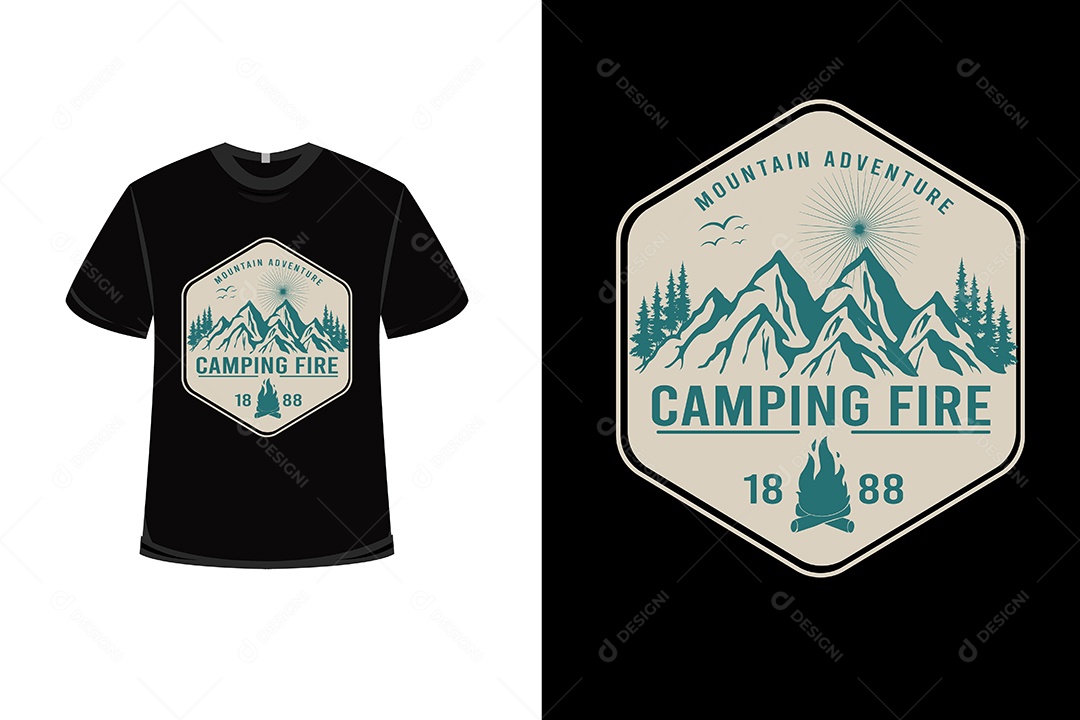 Camiseta Fogueira de Acampamento   Vetor EPS