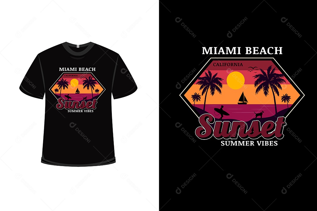 Camiseta Pôr do Sol  Vetor EPS