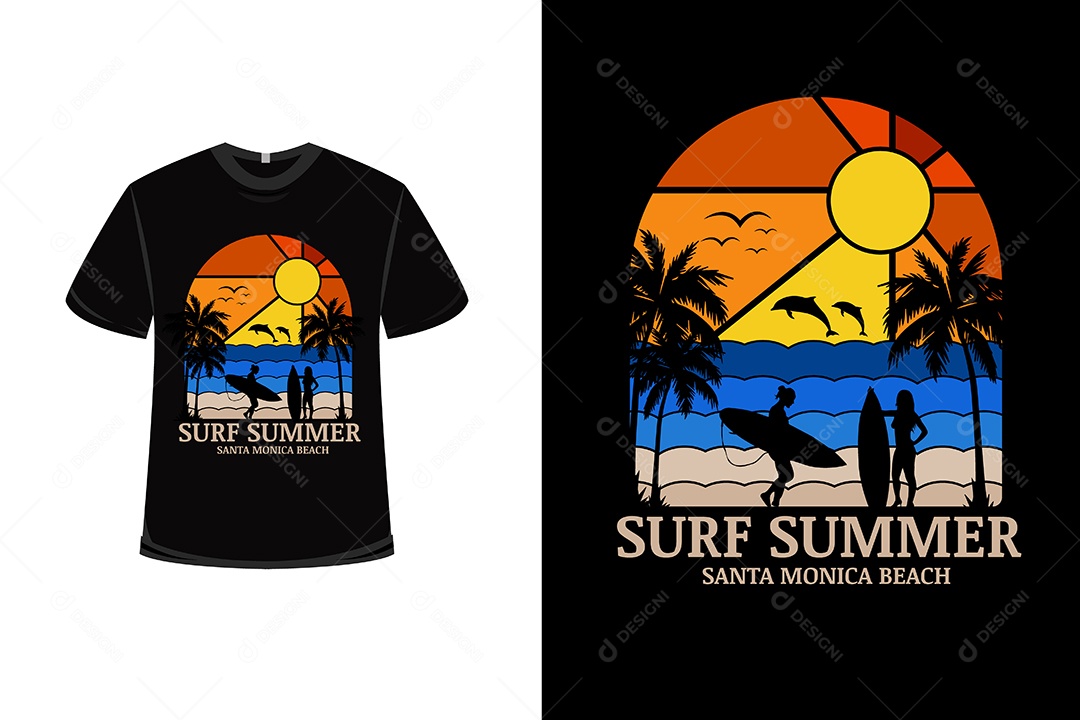 Camiseta Verão de Surf  Vetor EPS
