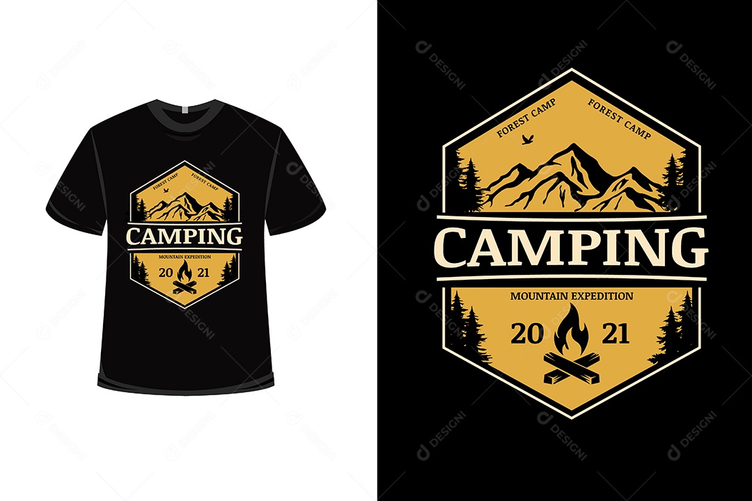 Camiseta Acampamento  Vetor EPS