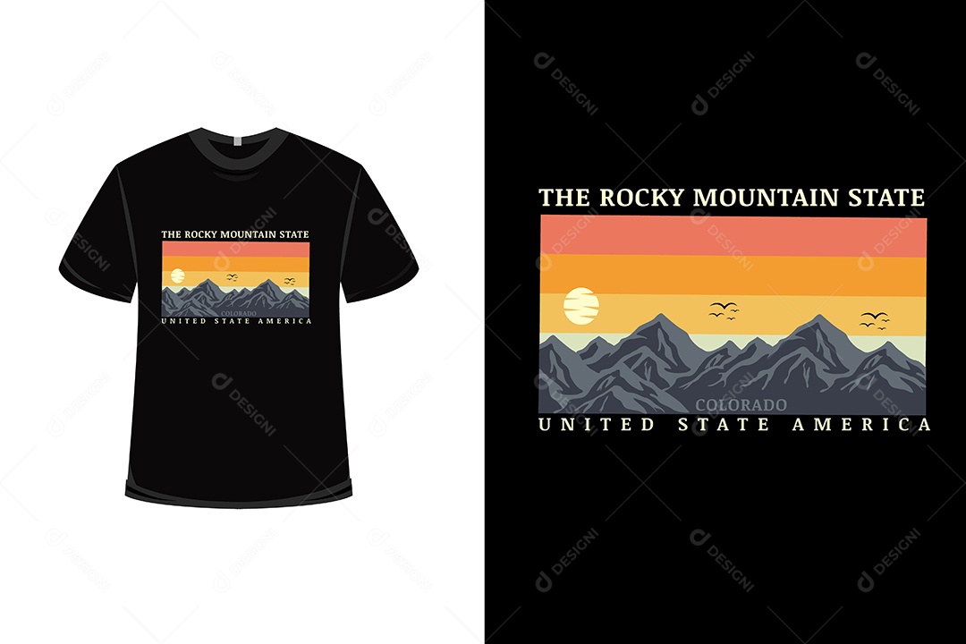 Camiseta  O Estado das Montanhas rochosas Vetor EPS