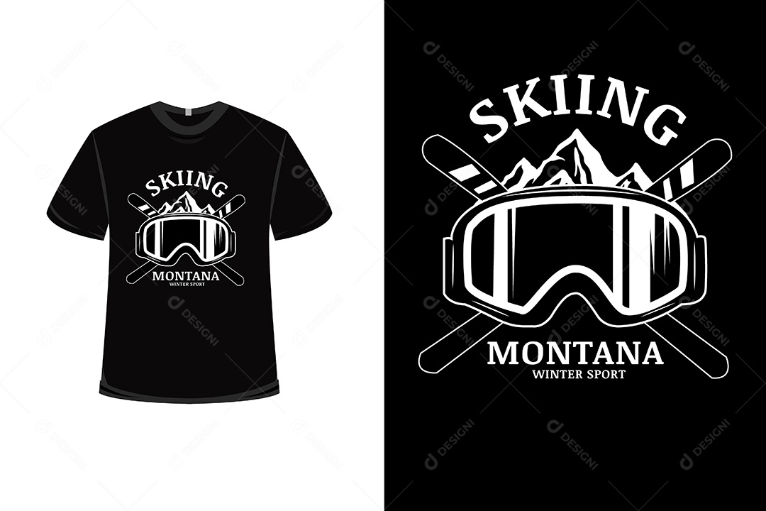 Camiseta Esquiando em Montana  Vetor EPS